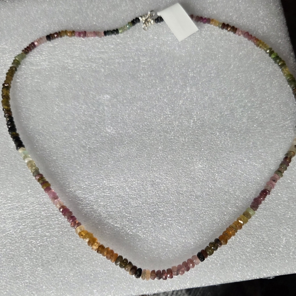 Multicolor Tourmaline Beaded Necklace - Elegant Women’s Jewelry